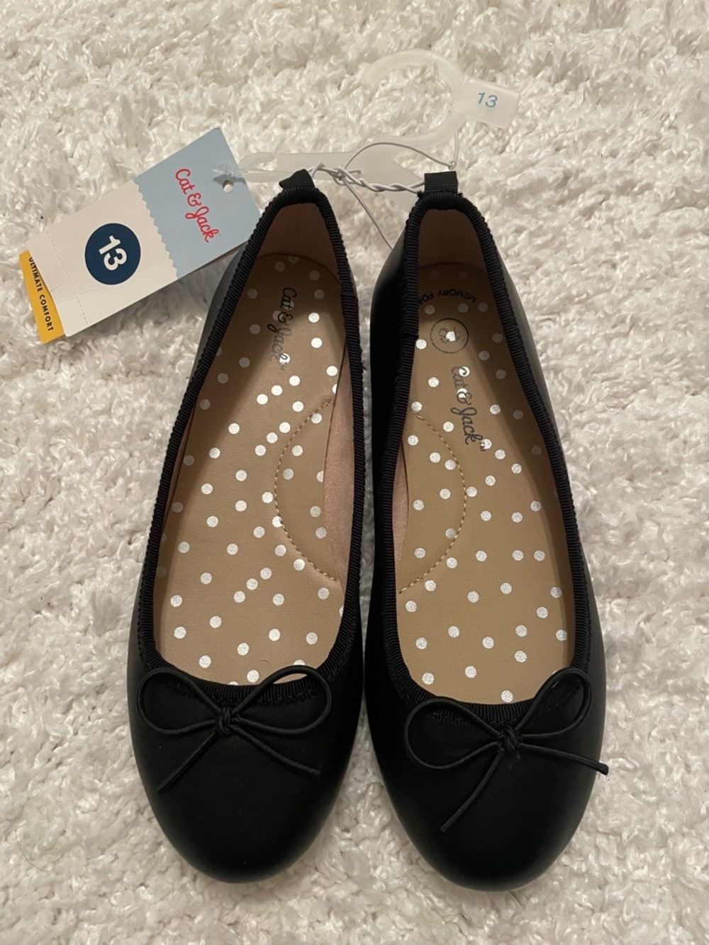 Girls Cat & Jack Diana Black Ballet Flats size 13 NWT